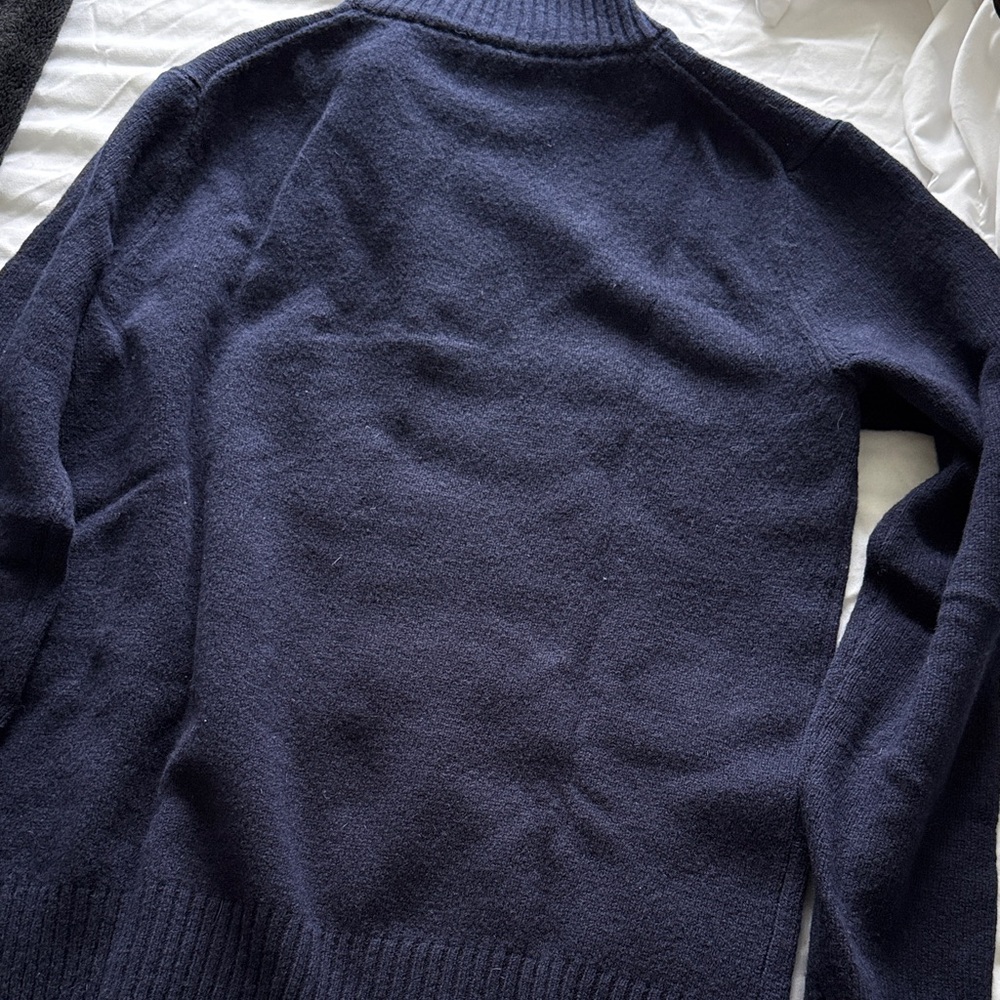 Men's Navy Half-Zip Wool Sweater - Picture 4 of 4